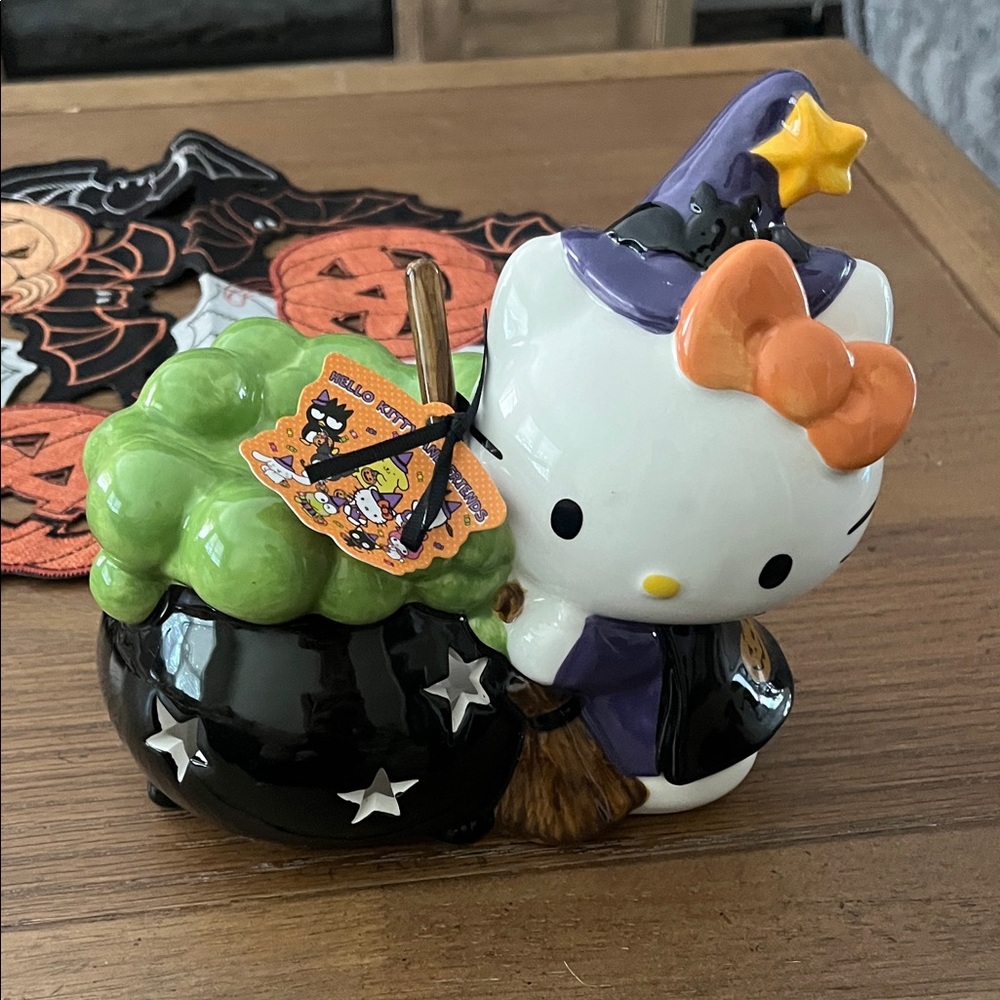 Hello Kitty Halloween Decor with Black and Green Cauldron